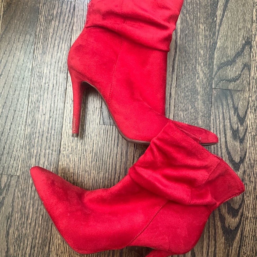 Jessica Simpson Red Heeled Boots with Stiletto Heel